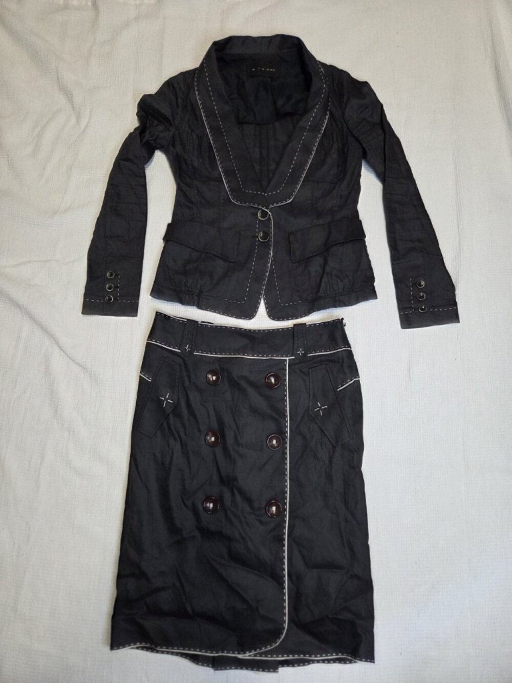 Michaa Korean Brand Pencil Skirt Suit Black Size 4 Y2K. EUC